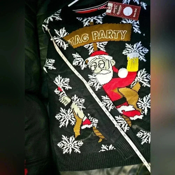 Brave soul Christmas  Ugly Crewneck Large Woven Graffic Sweater Unisex S M - Picture 5 of 10
